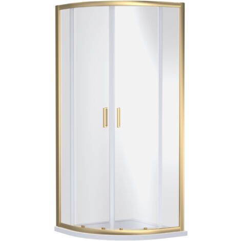Quadrant 6mm Toughened Safety Glass Shower Enclosure - 900mm x 900mm - Brushed Brass