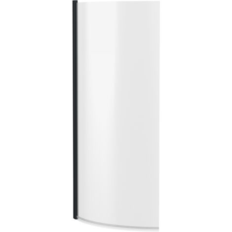 Curved 6mm Toughened Safety Glass Reversible P-Bath Screen - Black- Balterley