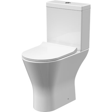 Baswich Comfort Height Rimless Toilet Pan, Cistern & Soft Close Seat - 845x380x605mm (1/4)