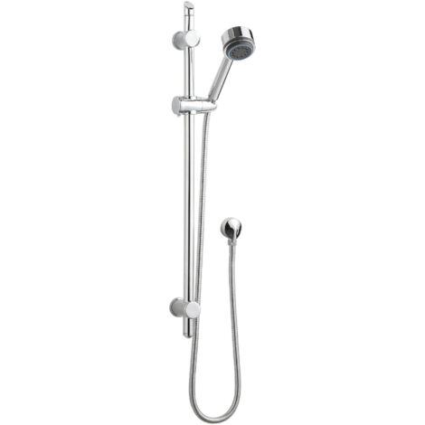 Slide Rail Shower Kit with Multi Function Head & Outlet Elbow - Chrome