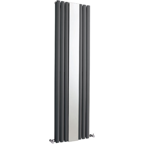 Vertical Double Panel Radiator with Mirror - 1800mm x 499mm - Anthracite