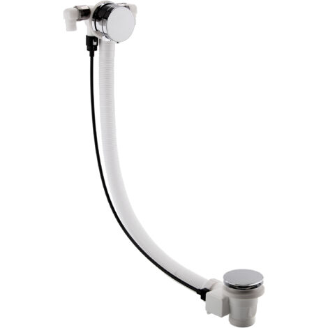 Contemporary Bathroom Free Bath Filler with Push Button Waste, Chrome, Set of 2 Pieces