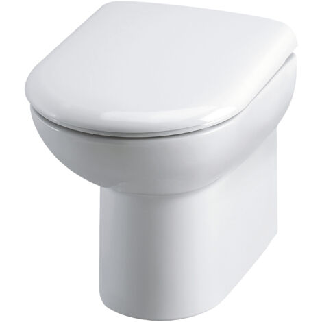 Newborough D-Shape Back To Wall Toilet Pan - 400mm x 375mm x 535mm (1/4)