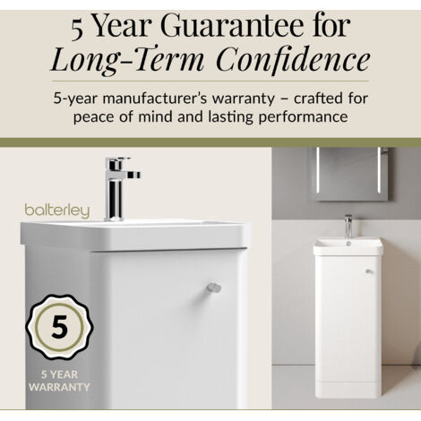 Floor Standing 1 Door Vanity Unit with Ceramic Basin - 400mm - Gloss White -Balterley