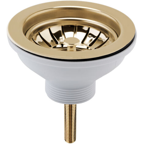 90mm - Fireclay Kitchen Sink Basket Strainer Waste - Brushed Brass