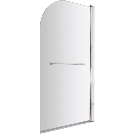 Chrome 6mm Toughened Safety Glass Reversible Shower Bath Screen with Towel Rail 1430 x 790mm (1/5)