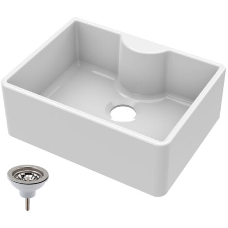 595mm - Single Bowl Fireclay Butler Kitchen Sink - Tap Ledge (1/5)