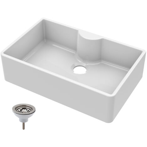795mm - 1 Bowl Fireclay Butler Kitchen Sink -  Tap Ledge  & Strainer Waste (1/5)