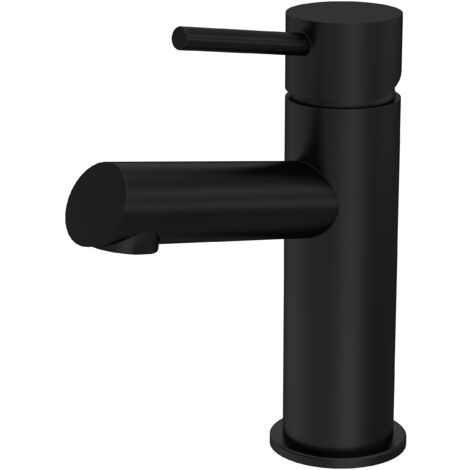 Balterley Wetley Modern Bathroom Mono Basin Mixer Tap with Push Button Waste, Matt Black Finish, 52 mm