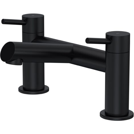 Balterley Wetley Modern Bathroom Bath Filler Tap for Deck-Mounted Contemporary Baths, Striking Matt Black Finish, 228 mm