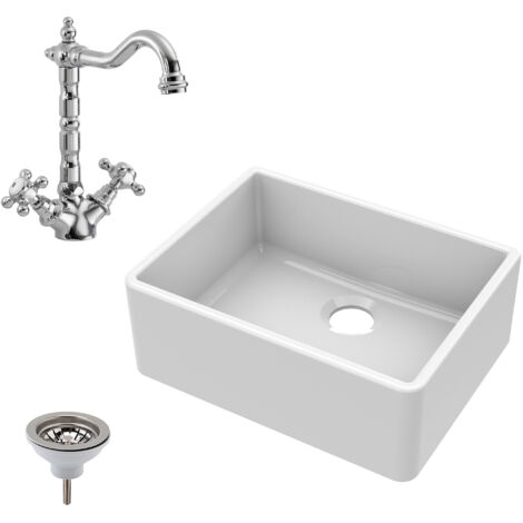 Fireclay 595mm Kitchen Bundle - Single Bowl Butler Sink with Compatible Waste & French Classic Tap by Balterley (1/4)