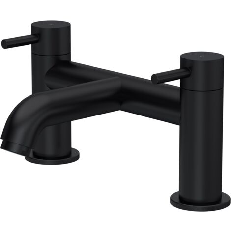 Cauldon Round Minimalist Deck Mounted Bath Filler Tap - Matt Black - Balterley
