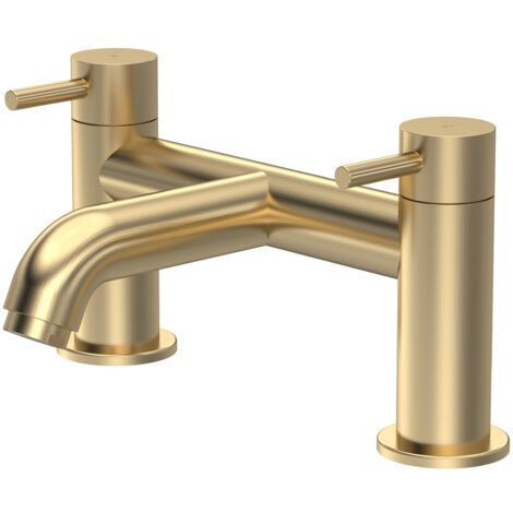 Cauldon Round Minimalist Deck Mounted Bath Filler Tap - Brushed Brass - Balterley