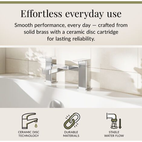 Square Deck Mounted Bath Filler Tap - Chrome - Balterley
