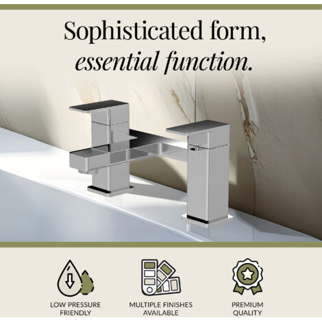Square Deck Mounted Bath Filler Tap - Chrome - Balterley
