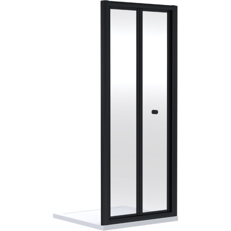 Ruwa 4mm Toughened Safety Glass Bi-Fold Shower Door - 1900 x 900mm - Matt Black - Balterley (1/4)