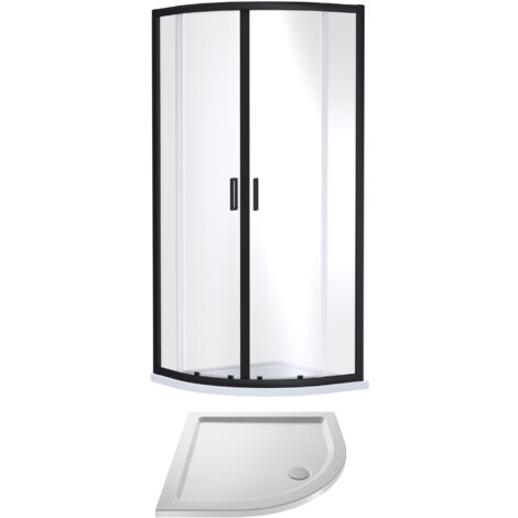 Balterley Quadrant Shower Suite with 6mm Safety Glass Enclosure & 900 x 900mm Resin Tray in Matt Black Frame with White Tray