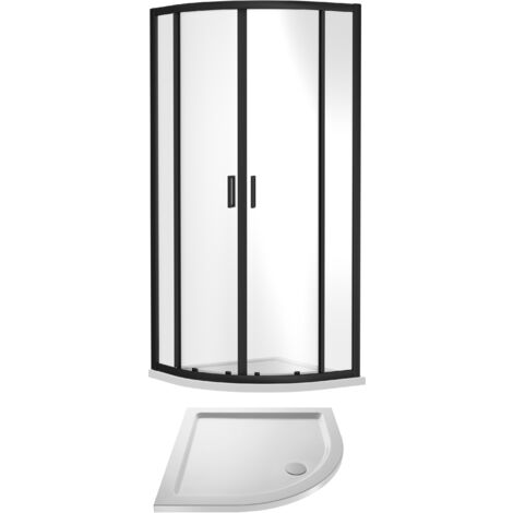 Balterley Quadrant Shower Suite with 6mm Safety Glass Enclosure & 800 x 800mm Resin Tray in Matt Black Frame with White Tray