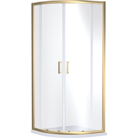 Almington 6mm Toughened Safety Glass Quadrant Shower Enclosure - 1900 x 800 x 800mm - Brushed Brass - Balterley