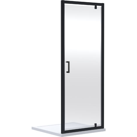 Almington 6mm Toughened Safety Glass Reversible Pivot Shower Door - 1900 x 900mm - Matt Black - Balterley (1/3)