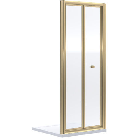 Ruwa 4mm Toughened Safety Glass Bi-Fold Shower Door - 1900 x 800mm - Brushed Brass - Balterley (1/2)