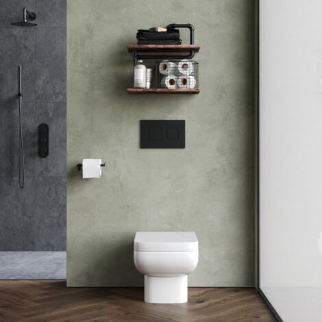 Alba Square Wall Hung Ceramic Toilet Pan & Soft Close & Seat, 400mm - Balterley