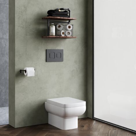 Alba Square Wall Hung Ceramic Toilet Pan & Soft Close & Seat, 400mm - Balterley
