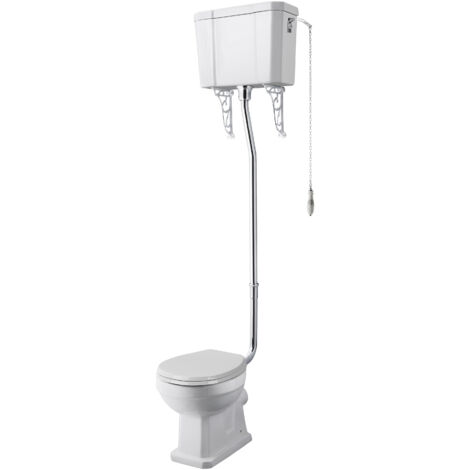 Madeley Traditional Comfort Height Toilet Pan with High Bramshall Cistern, Flush Pipe Kit & Soft Close Seat in White by Balterley (1/5)