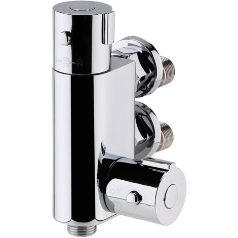 Contemporary Round Vertical Thermostatic Shower Bar Valve (1 Outlet) - Chrome - Balterley