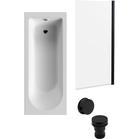 Round Single Ended 1700x700 Bath Set – Leg Set, Black Screen & Black Waste (1/4)