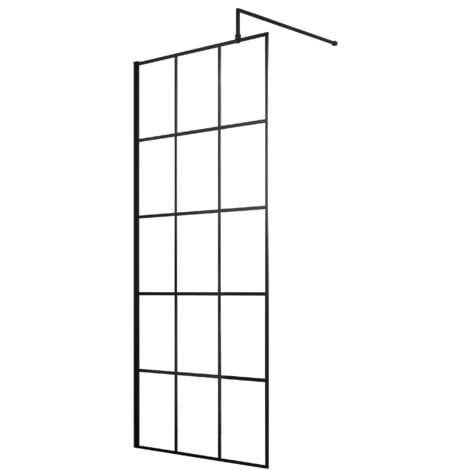 8mm Toughened Safety Glass Black Framed Wetroom Screen - 700mm - Balterley