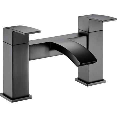 Contemporary Deck Mounted Bath Filler Tap - Matt Black
