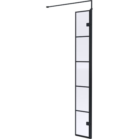 Balterley Werrington 8mm Toughened Safety Glass Black Framed Wetroom Swing Screen - 300mm (1/2)