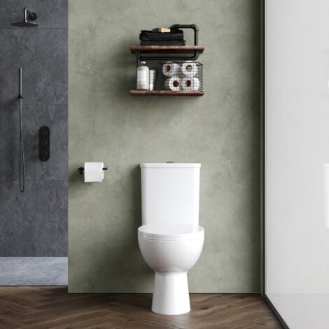 Contemporary Curved Rimless Toilet Pan, Cistern and Soft Close Seat