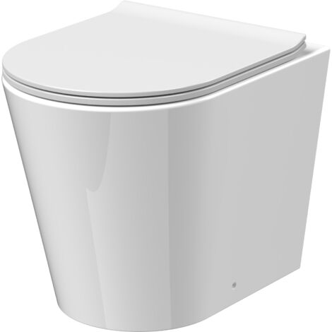 Baswich Contemporary Round Rimless Back to Wall Toilet Pan with Soft Close Sandwich Seat