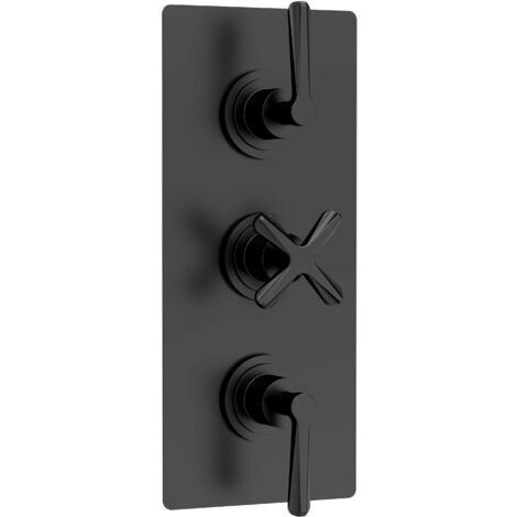 Levedale Triple Concealed Crosshead Thermostatic Shower Valve (2 Outlets) - Matt Black - Balterley