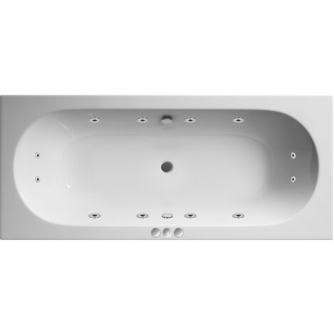 Round Double Ended Whirlpool Bath with 12 Chrome Jets and Leg Set, 1800 x 800mm