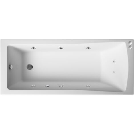 Square Single Ended Straight Whirlpool Bath with 8 Chrome Jets and Leg Set, 1800 x 800mm