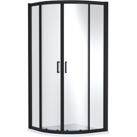 Ellenhall Contemporary 8mm Glass Quadrant Shower Enclosure, 900 x 900mm, Matt Black