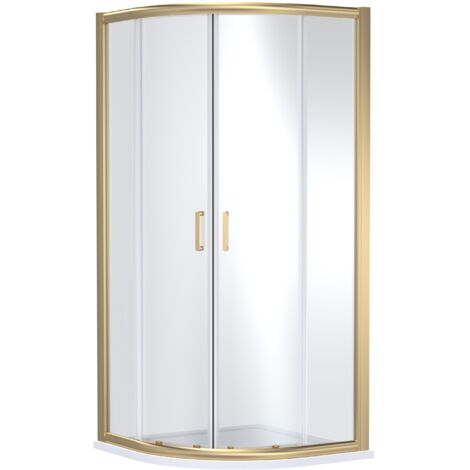 Balterley Ellenhall Quadrant Shower Enclosure with 6mm Safety Glass & 1000x1000mm Resin Tray in Brushed Brass Frame, White Finish