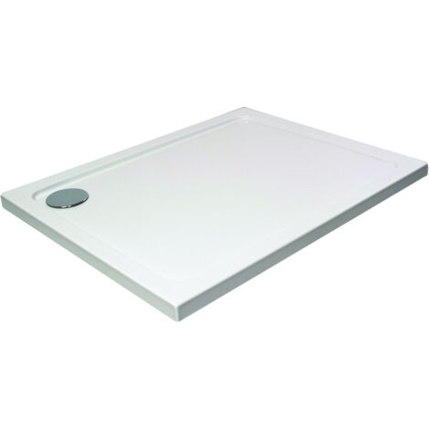 White Rectangular Stone Resin Premium Shower Tray with Corner Waste Position, 1000 x 900 mm - Balterley