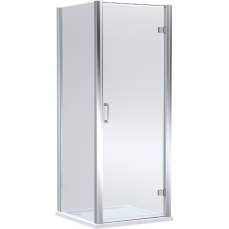 Balterley Ellenhall Hinged Shower Door with 6mm Safety Glass, Side Panel & 900x900mm White Tray in Chrome Frame