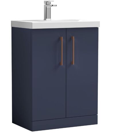 Balterley Bramshall Contemporary Bathroom 2-Door Vanity & Basin, Midnight Blue, 600mm (1/4)