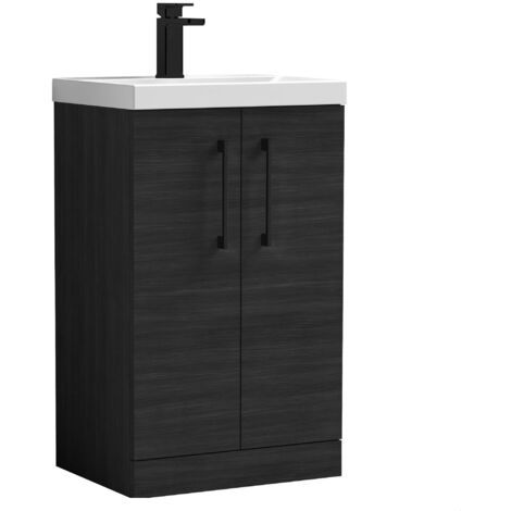 Balterley Bramshall Modern Bathroom 2 Soft Close Door & Mid-Edge Vanity Unit Basin, Charcoal Black, 500mm (1/4)