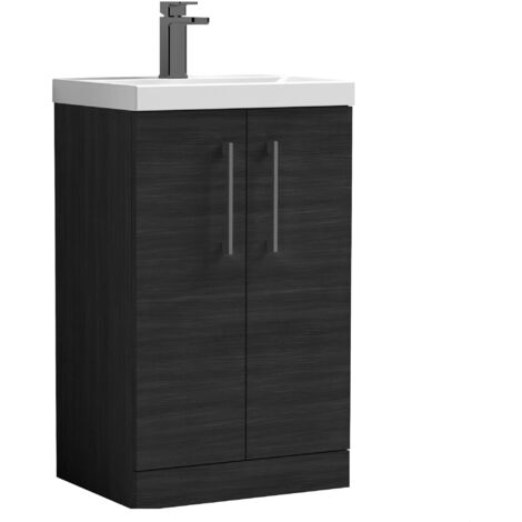 Balterley Bramshall Modern Bathroom 2 Soft Close Door & Mid-Edge Vanity Unit Basin, Charcoal Black, 510mm (1/4)