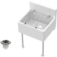 Traditional Fireclay Cleaner Sink with Waste and Legs - 455 x 362 x 396mm