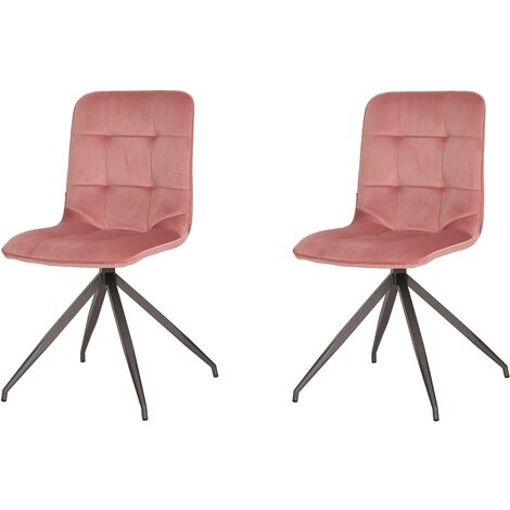 Lot de deux chaises de salle à manger de style contemporain avec assise et dossier en velours modèle Maderuelo en couleur rose maquillé. (1/5)