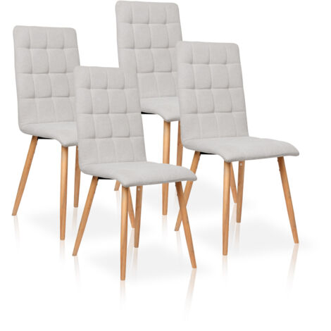 Pack de quatre chaises de salle à manger de style contemporain avec assise et dossier en tissu modèle Guadix couleur sable (1/4)