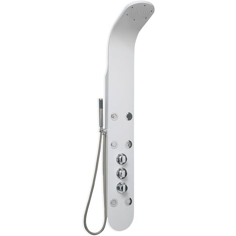 Colonne de douche thermostatique en aluminium blanc – 6 jets hydromassage – Cartouche SEDAL – Installation facile – Dimensions 150 x 20 cm – Dp Griferia