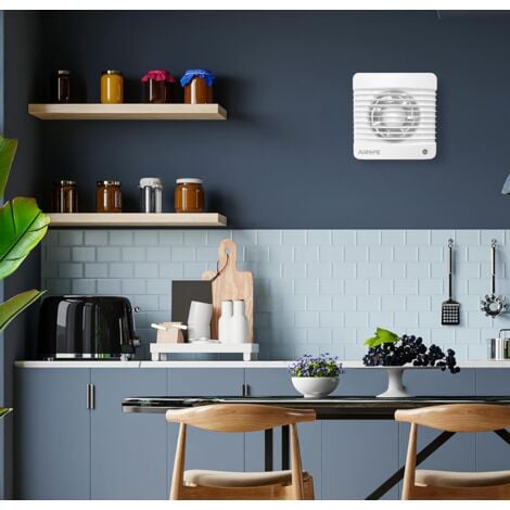 AIROPE-SILENTA-100 mm Humidity Sensor & Timer,Ventilateur,VMC,Extracteur d'Air avec Clapet Anti-Retour + Moustiquaire Intégré,7 W,dB(A) 26,VMC pour Salle de Bain,Cuisine,Bureau,WC,Silencieux,Garantie 